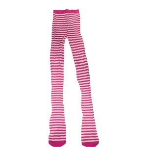 Vibrant Pink and White Striped Women's Tights